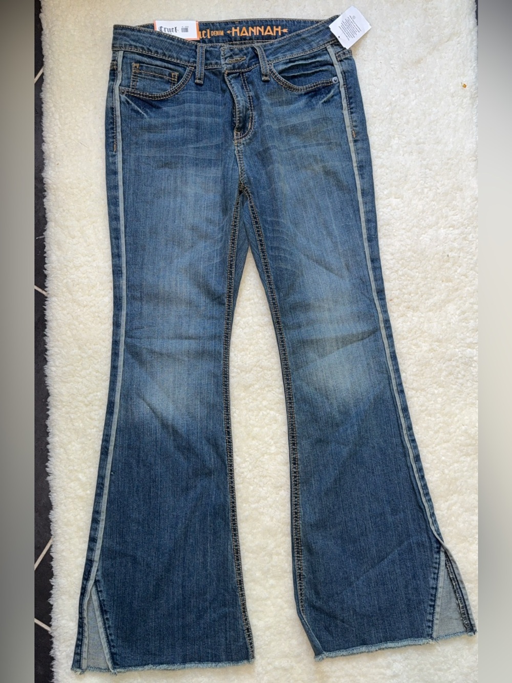 Cruel denim Hannah split leg flare jeans raw hem